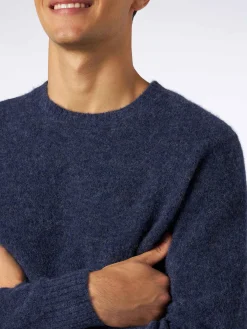 Marineblauer Herrenpullover aus Stretch-Wolle mit St. Barth-Stickerei