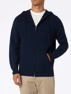 Marineblauer Kapuzenpullover aus Lambswool für Herren Notting