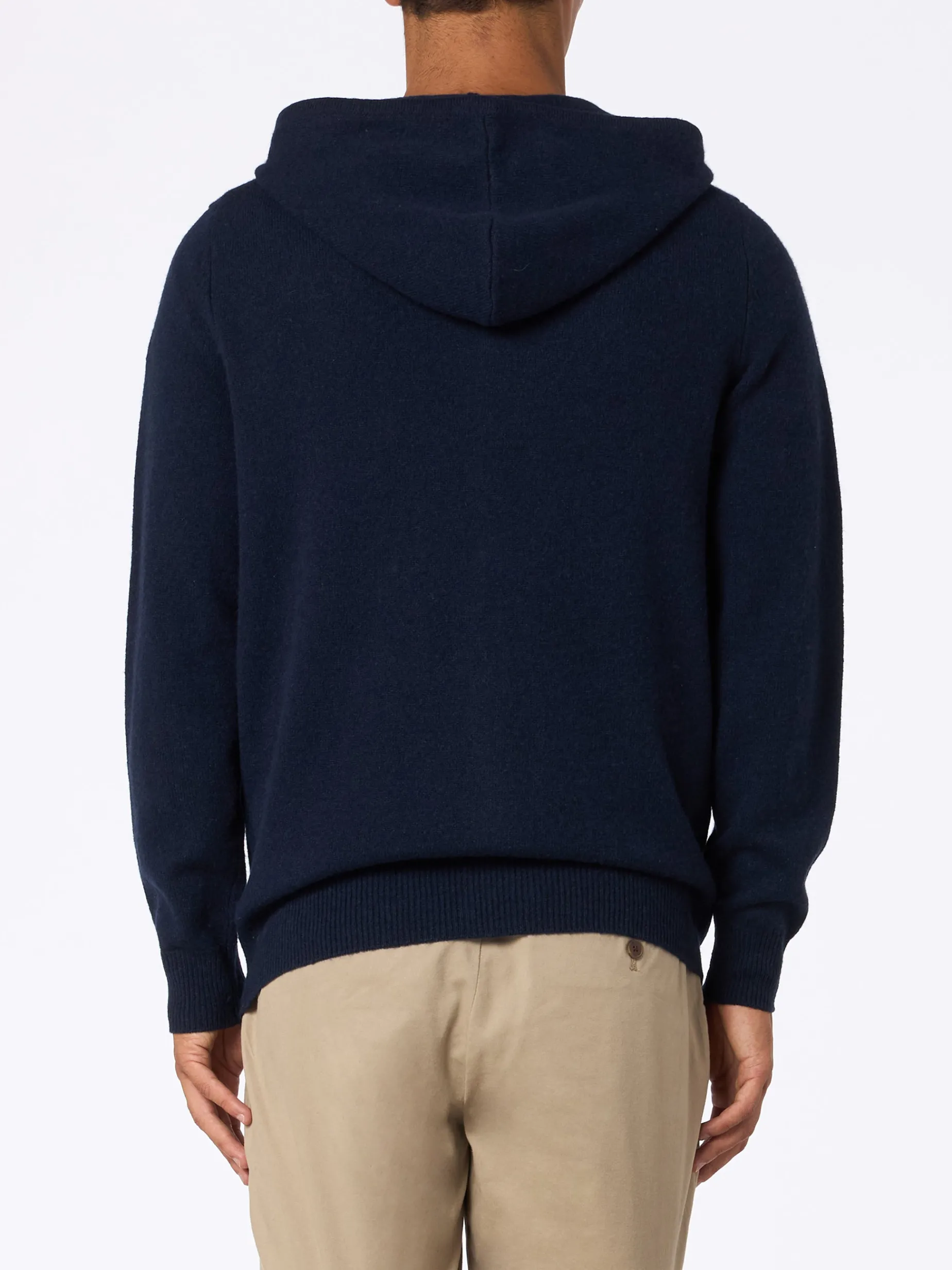 Marineblauer Kapuzenpullover aus Lambswool für Herren Notting