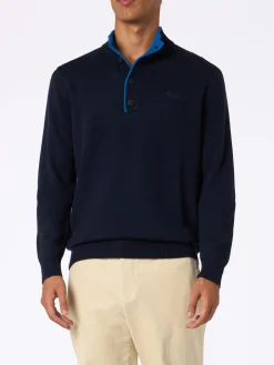 Marineblauer Polopullover Dorian aus Kaschmirmischung für Herren