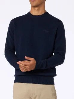 Marineblauer Pullover aus lambswool für Herren von Regent