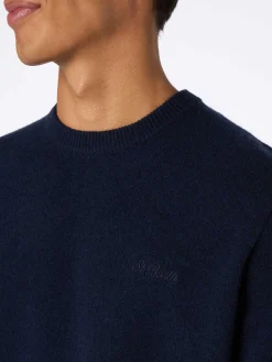 Marineblauer Pullover aus lambswool für Herren von Regent