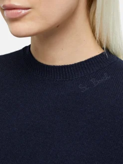 Marineblauer Pullover Sorbonne aus Kaschmirmischung für Damen