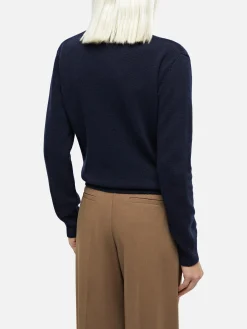 Marineblauer Pullover Sorbonne aus Kaschmirmischung für Damen