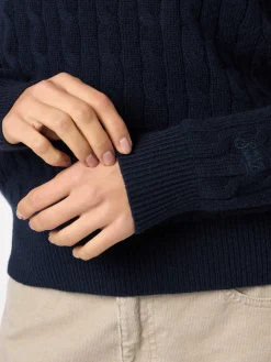 Marineblauer Pullover Sorbonne aus Kaschmirmischung für Damen