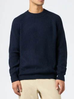 Marineblauer Rippenpullover für Herren Marine