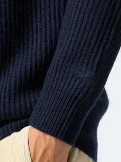 Marineblauer Rippenpullover für Herren Marine