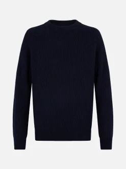 Marineblauer Rippenpullover für Herren Marine