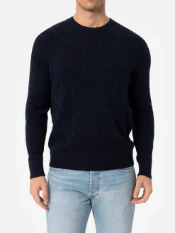 Marineblauer Rundhalspullover aus Kaschmirmischung für Herren von Regent