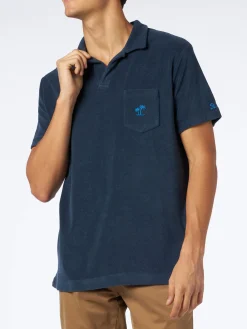 Marineblaues Frottee-Polo für Herren