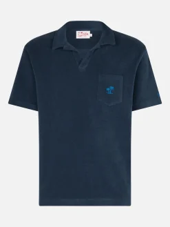 Marineblaues Frottee-Polo für Herren