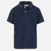 Marineblaues Frottee-Poloshirt Jeremy Jr für Jungen mit gestreiftem Prägemuster