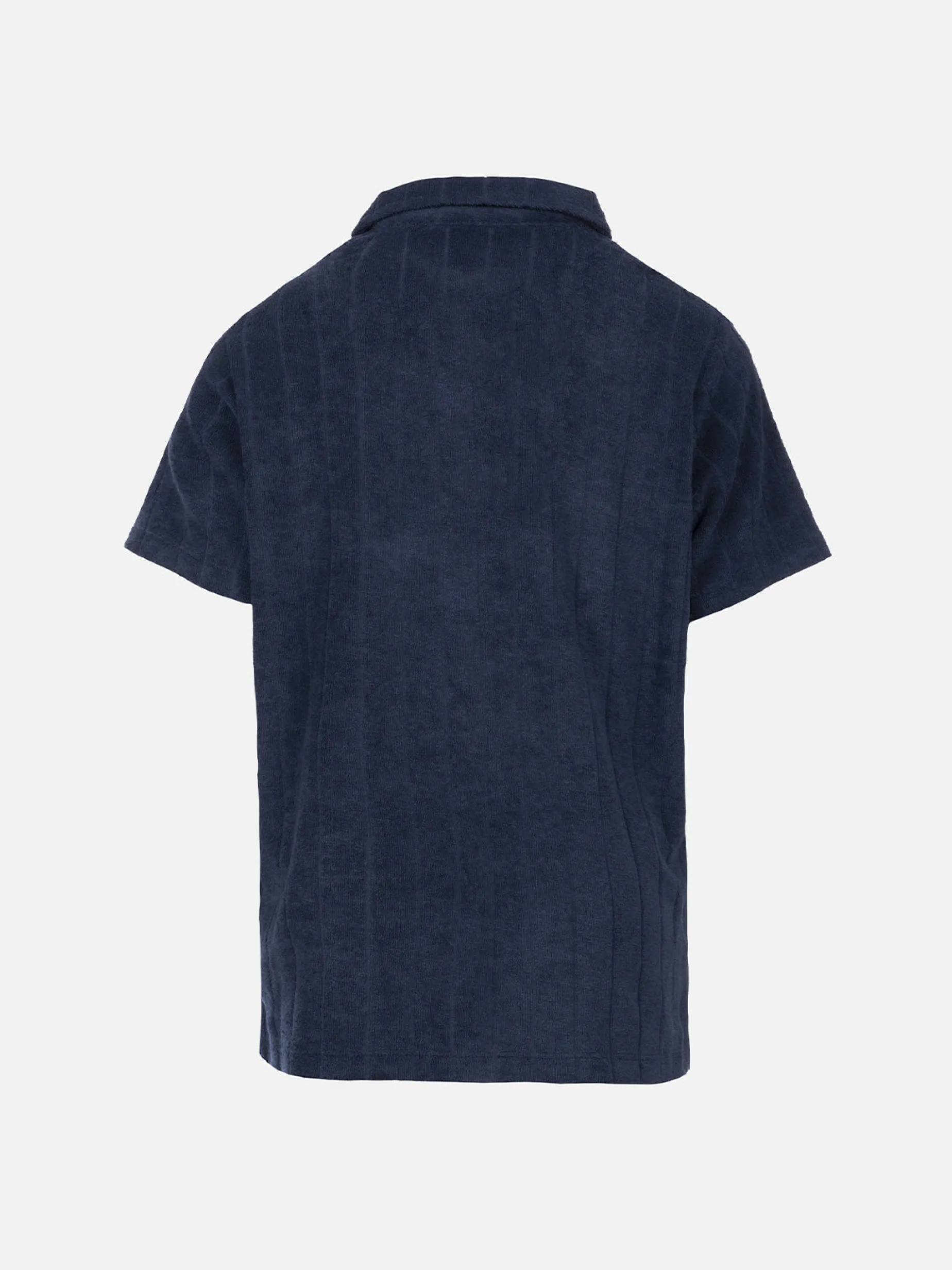 Marineblaues Frottee-Poloshirt Jeremy Jr für Jungen mit gestreiftem Prägemuster