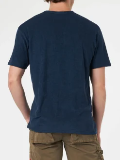 Marineblaues Frottee-T-Shirt Gary für Herren mit St. Barth-Stickerei