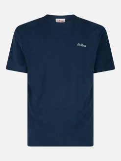 Marineblaues Frottee-T-Shirt Gary für Herren mit St. Barth-Stickerei