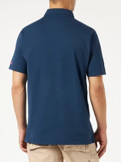Marineblaues Herrenpolo aus Baumwolljersey