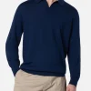 Marineblaues Poloshirt Covent aus Merinowolle für Herren