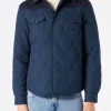 Marineblaues wattiertes Herren-Overshirt mit aufgesetzten Taschen