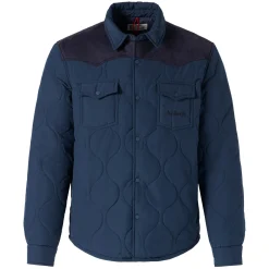Marineblaues wattiertes Herren-Overshirt mit aufgesetzten Taschen