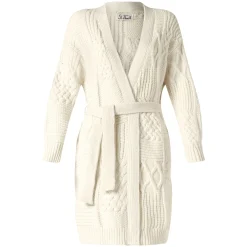 Maxi-Cardigan für Damen mit Stickerei und Gürtel