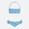 Mädchen klassischer Bandeau-Bikini Emy mit Krabben-Print
