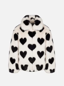 Mädchen Kunstpelzjacke Aveline mit Herz-Print