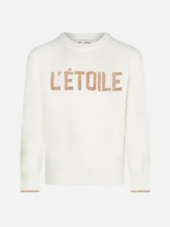 MÄDCHEN Weißer Pullover mit L'Étoile-Lurex-Aufdruck