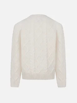 Mädchen Zopfmusterpullover Malmo mit Cortina-Stickerei