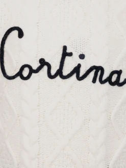 Mädchen Zopfmusterpullover Malmo mit Cortina-Stickerei
