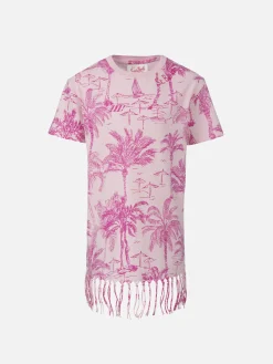 Mädchen-Abbey-Kleid mit Fransen und Toile-de-Jouy-Print