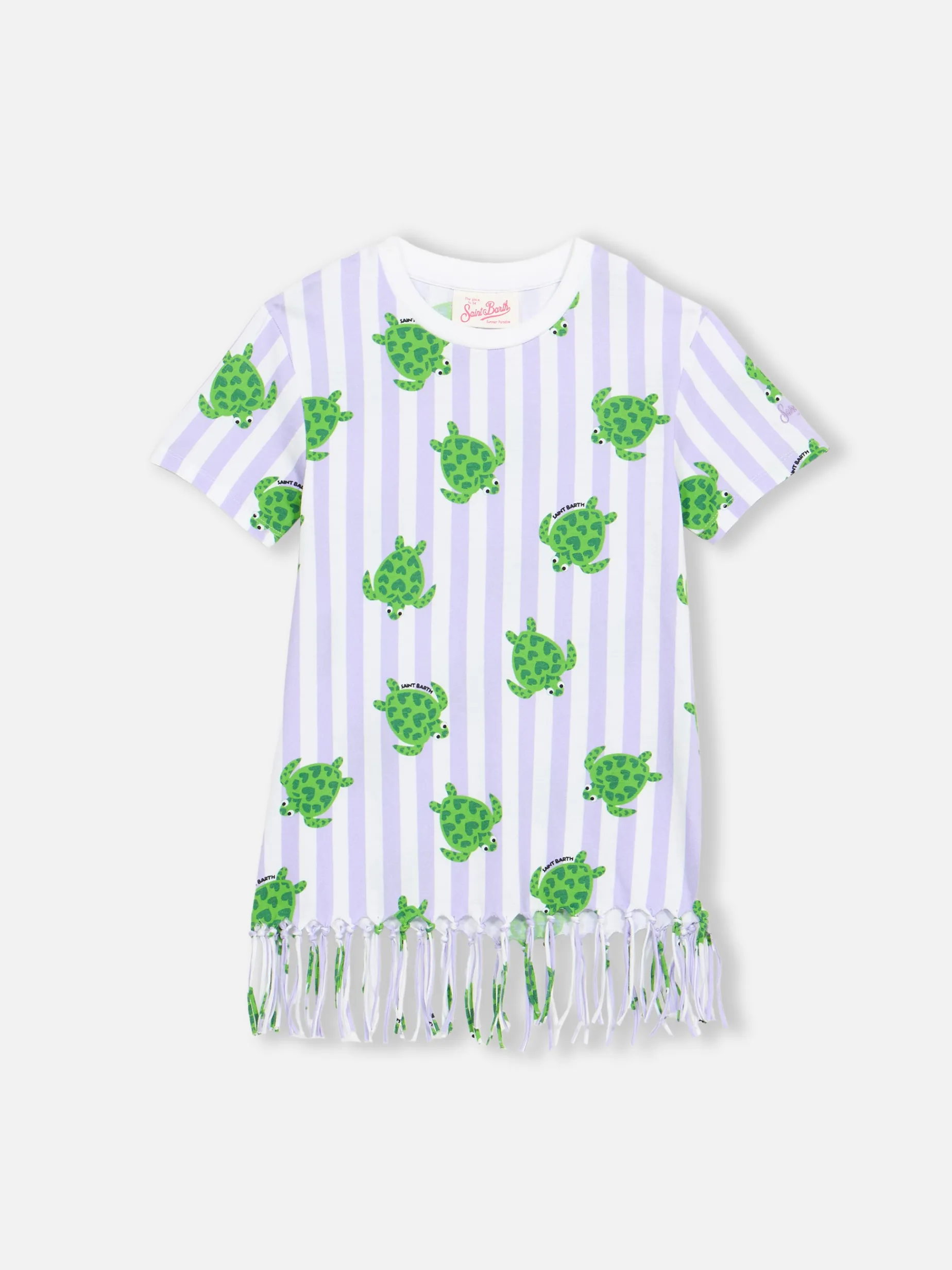 Mädchen-Abbey-Kleid mit Fransen und Schildkröten-Print