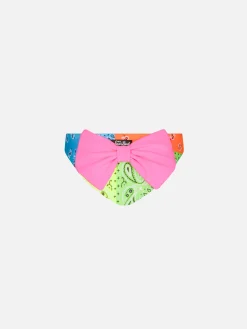 Mädchen-Badehose mit fluoreszierendem Bandana-Print