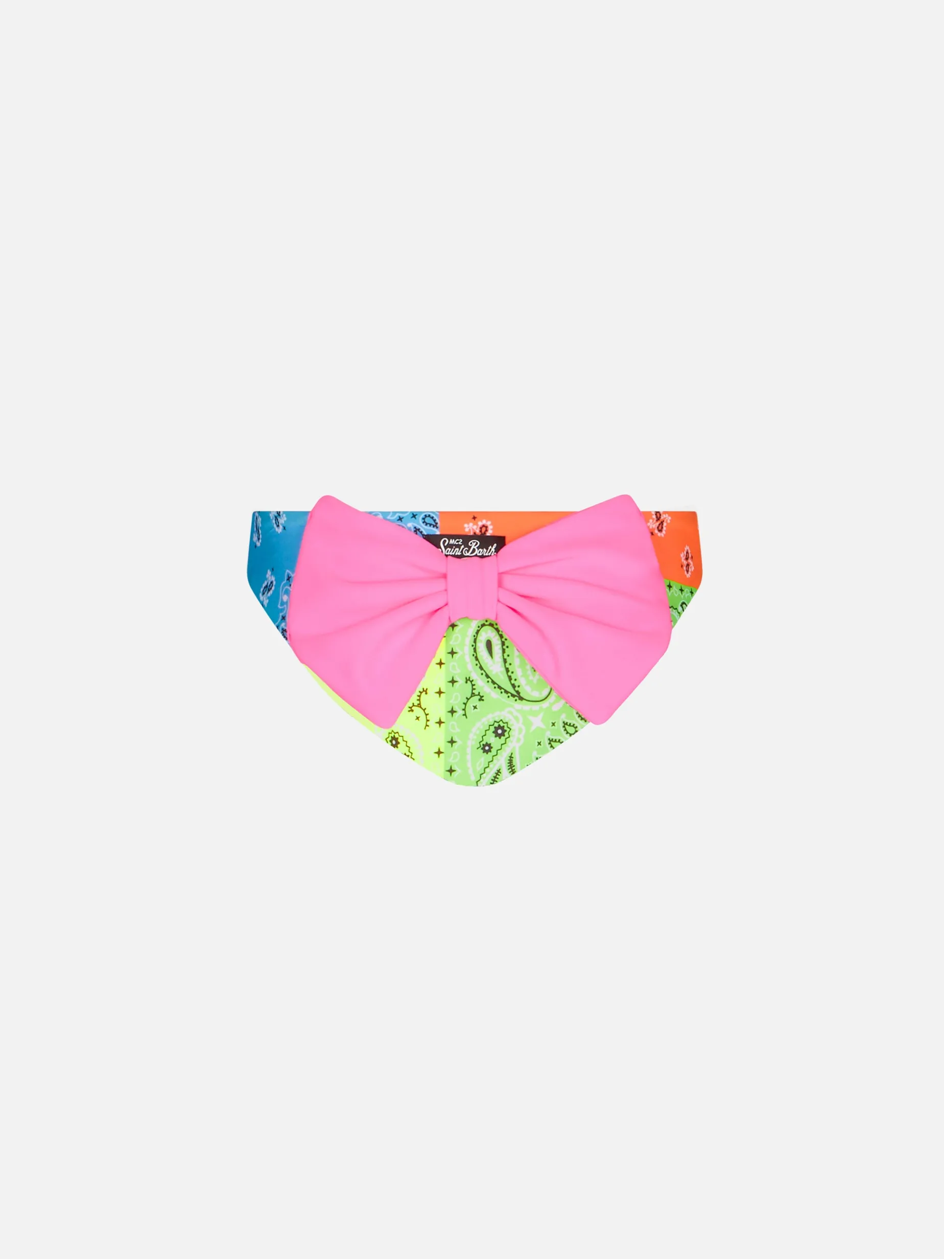 Mädchen-Badehose mit fluoreszierendem Bandana-Print