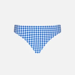 Mädchen-Badehose mit weißem und blauem Vichy-Print