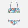 Mädchen-Bandeau-Bikini mit Maiolika-Print