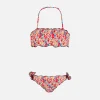 Mädchen-Bandeau-Bikini mit mehrfarbigem Blumendruck