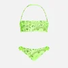 Mädchen-Bandeau-Bikini mit neongelbem Bandana-Print