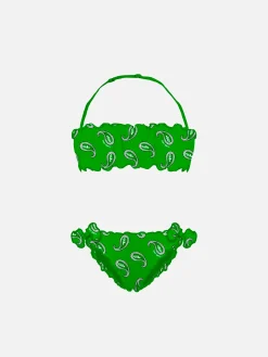 Mädchen-Bandeau-Bikini mit Paisley-Print
