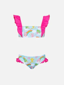 Mädchen-Bandeau-Bikini mit Rüschen und Himmelbären-Aufdruck