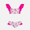 Mädchen-Bandeau-Bikini mit Rüschen und Einhorn-Print