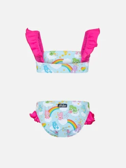 Mädchen-Bandeau-Bikini mit Rüschen und Himmelbären-Aufdruck