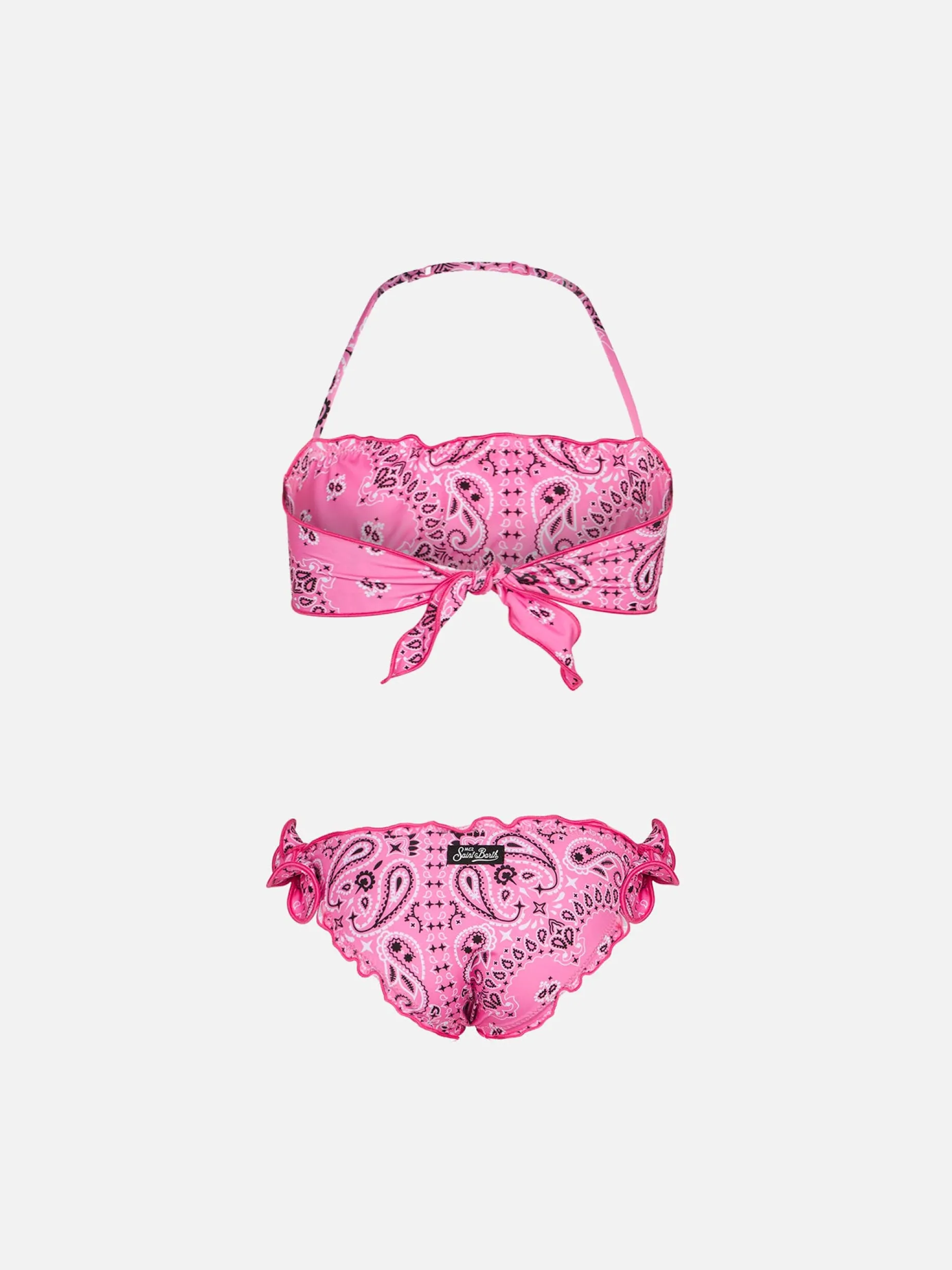 Mädchen-Bandeau-Bikini mit rosa Bandana-Print