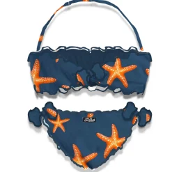 Mädchen-Bandeau-Bikini mit Seestern-Print