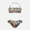 Mädchen-Bandeau-Bikini mit Tattoo-Print