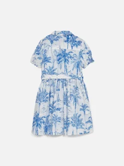 Mädchen-Baumwollkleid Anastasie Jr mit Toile-de-Jouy-Print