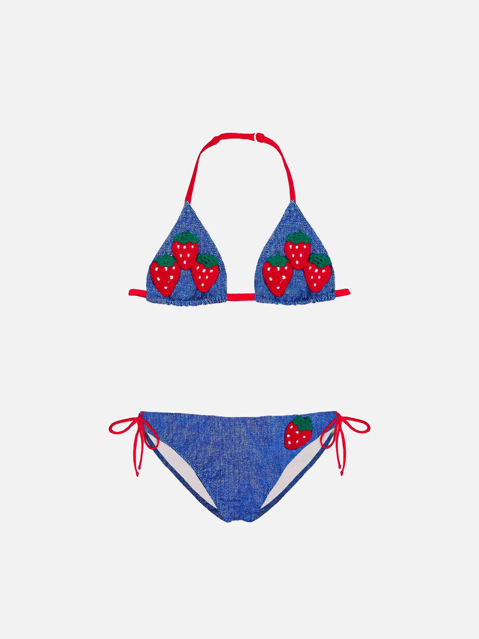 Mädchen-Bikini aus Erdbeer-Denim