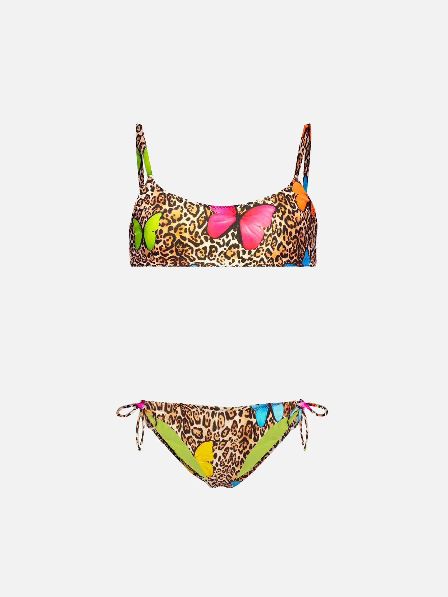 Mädchen-Bikini mit Animal-Print und Schmetterlingen