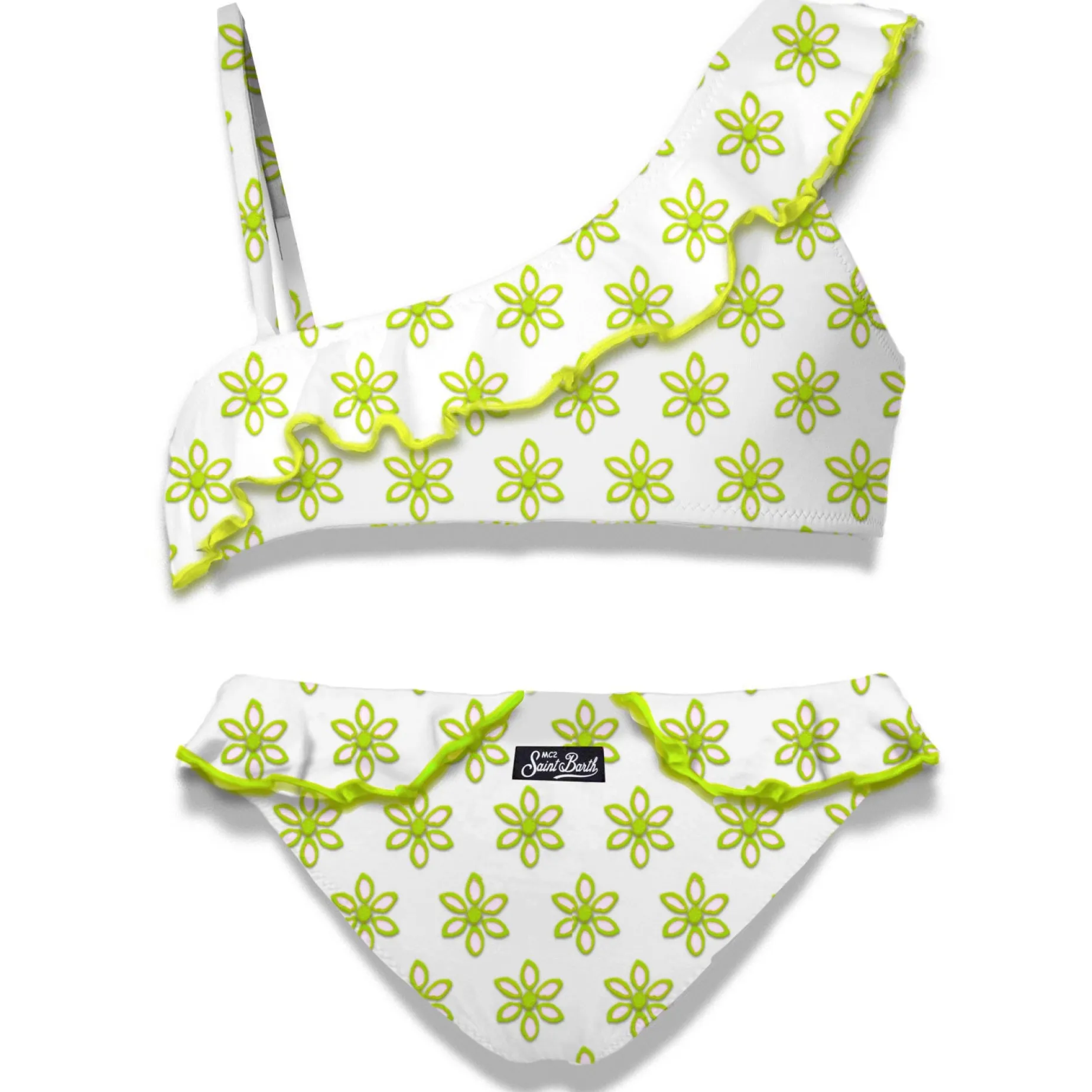 Mädchen-Bikini mit einer Schulter und Rüschen