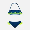 Mädchenbikini mit fluoreszierenden Pompons in Gelb
