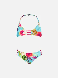 Mädchen-Bikini mit Ibiskus-Print
